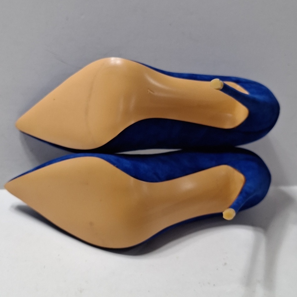 FSJ NWOB Blue Suede Streetwear Night Out Pointed Toe Stiletto Pump Heels Size 7 - Picture 11 of 15